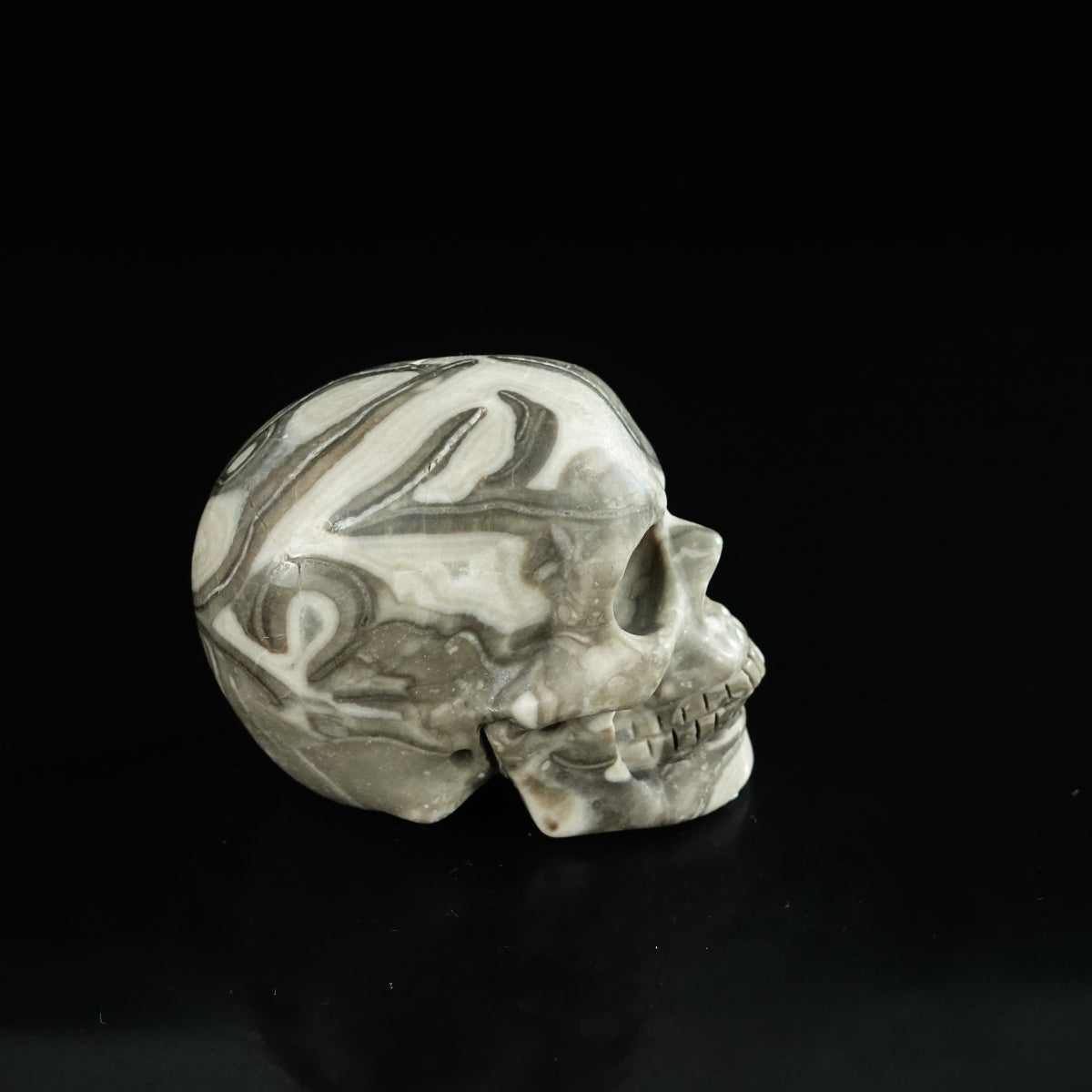 2.2" Black Crazy Atage Crystal Skull Carving - Unique Piece #CA06