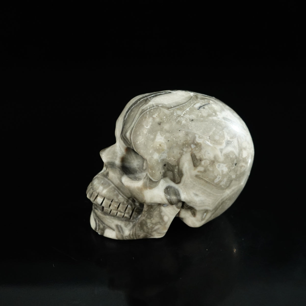 2.2" Black Crazy Atage Crystal Skull Carving - Unique Piece #CA06