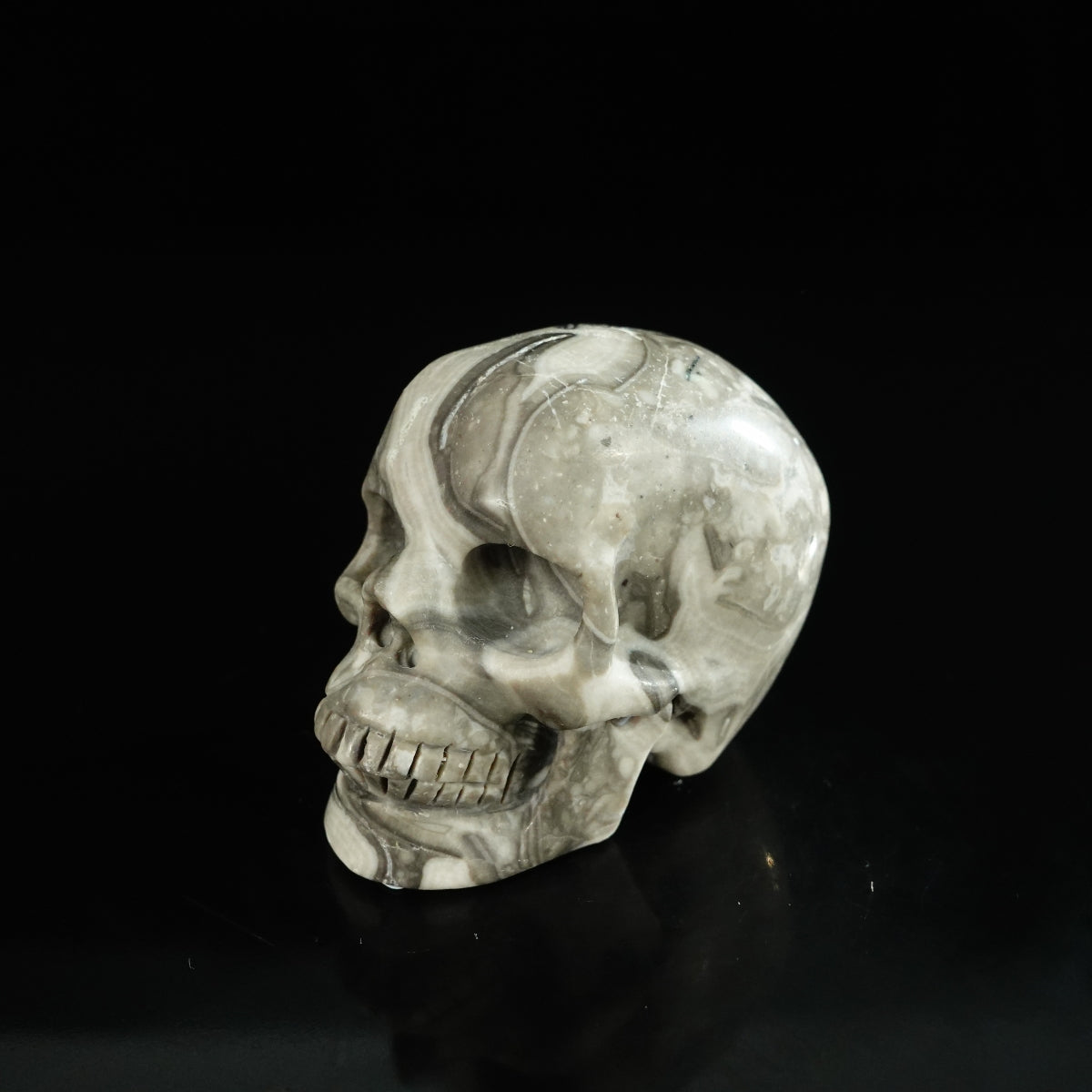 2.2" Black Crazy Atage Crystal Skull Carving - Unique Piece #CA06