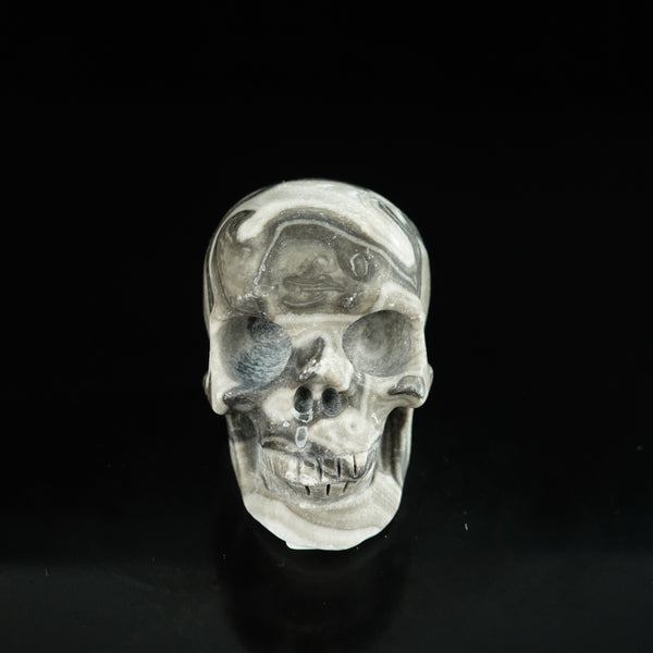 2.2" Black Crazy Atage Crystal Skull Carving - Unique Piece #CA07