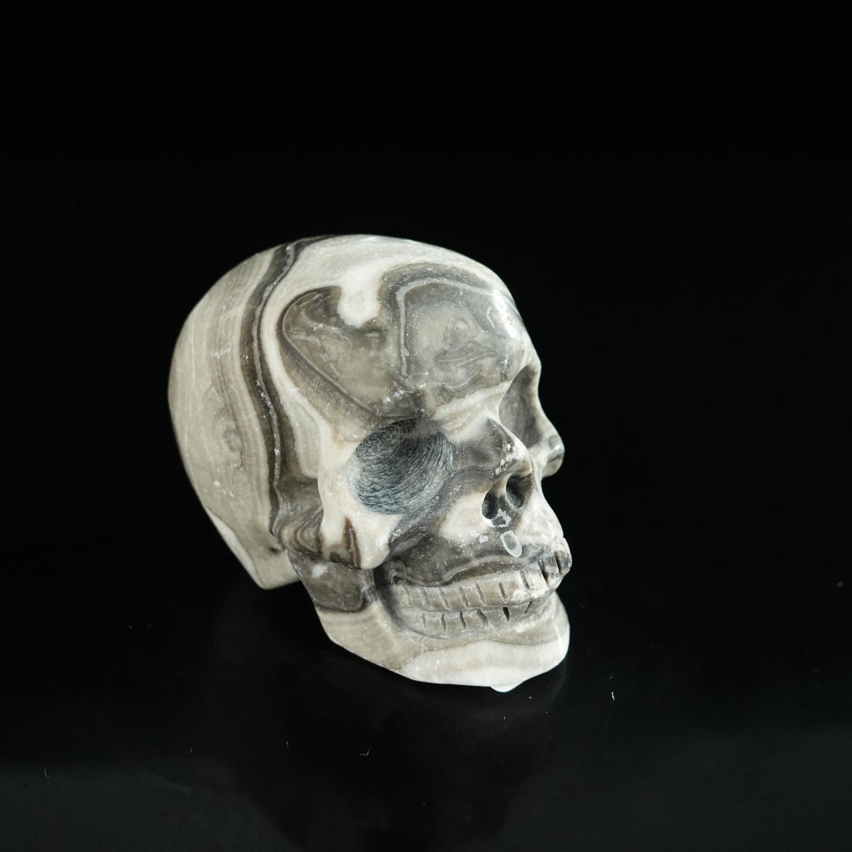 2.2" Black Crazy Atage Crystal Skull Carving - Unique Piece #CA07