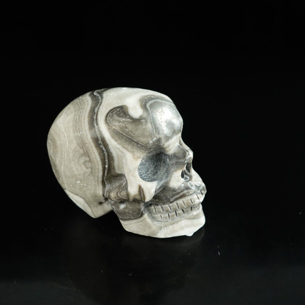 2.2" Black Crazy Atage Crystal Skull Carving - Unique Piece #CA07