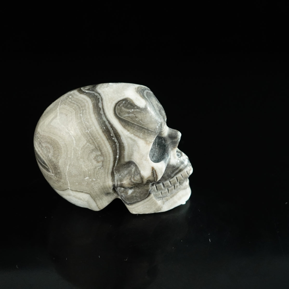 2.2" Black Crazy Atage Crystal Skull Carving - Unique Piece #CA07