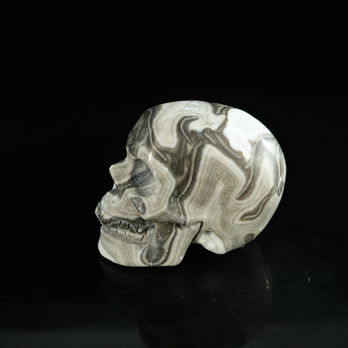 2.2" Black Crazy Atage Crystal Skull Carving - Unique Piece #CA07