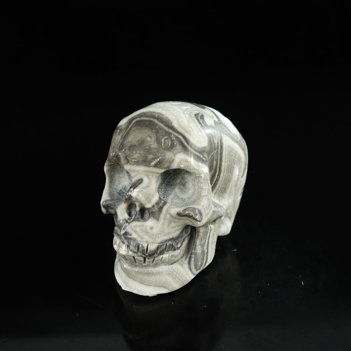 2.2" Black Crazy Atage Crystal Skull Carving - Unique Piece #CA07