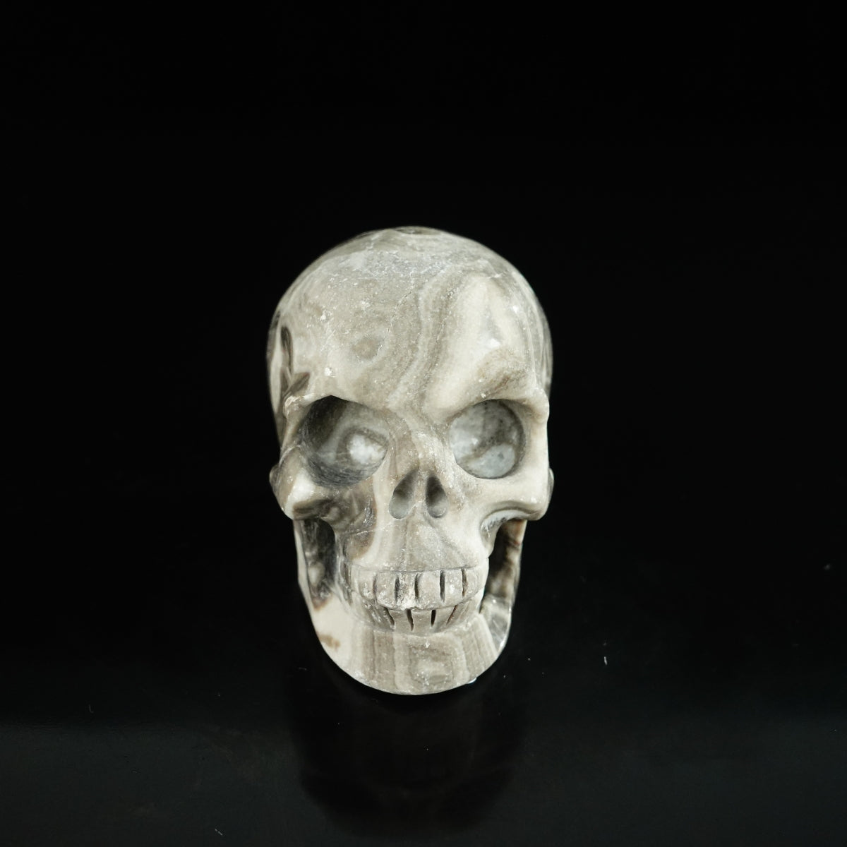 2.2" Black Crazy Atage Crystal Skull Carving - Unique Piece #CA08
