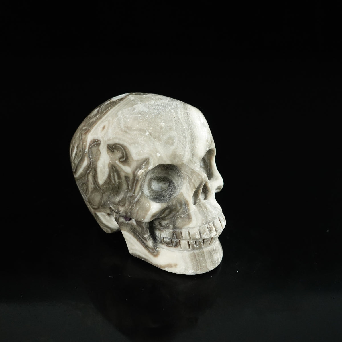 2.2" Black Crazy Atage Crystal Skull Carving - Unique Piece #CA08