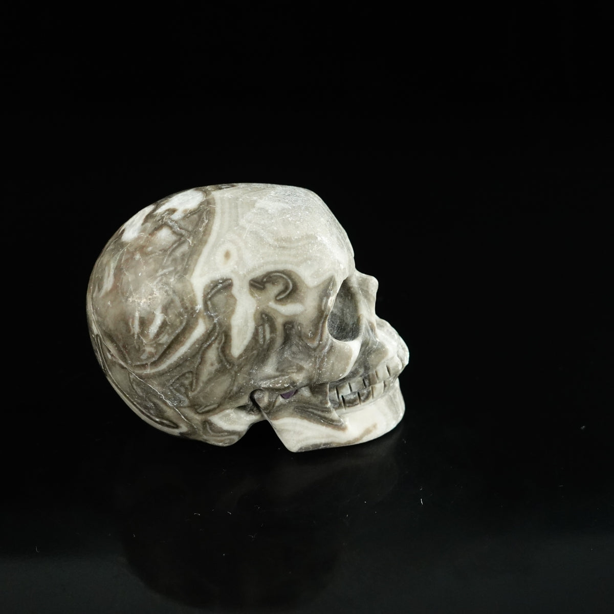 2.2" Black Crazy Atage Crystal Skull Carving - Unique Piece #CA08