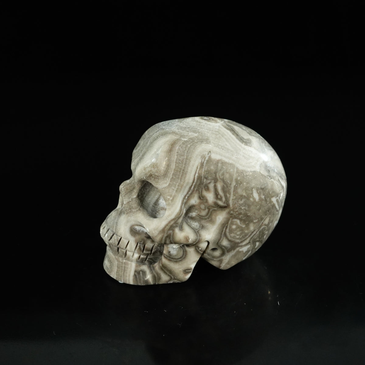 2.2" Black Crazy Atage Crystal Skull Carving - Unique Piece #CA08