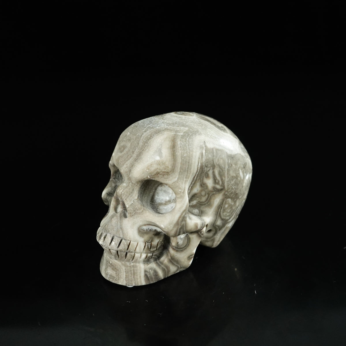 2.2" Black Crazy Atage Crystal Skull Carving - Unique Piece #CA08