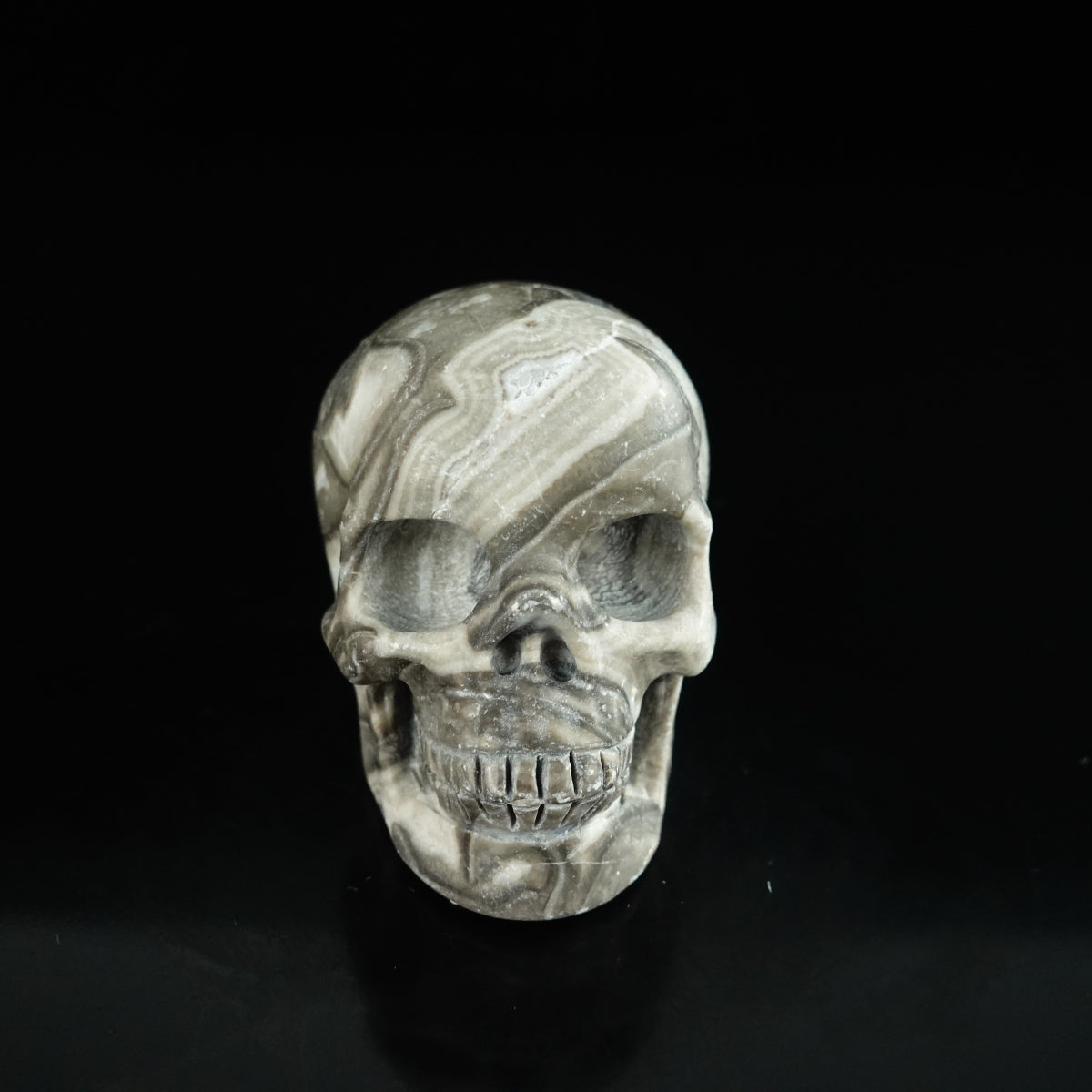 2.2" Black Crazy Atage Crystal Skull Carving - Unique Piece #CA09