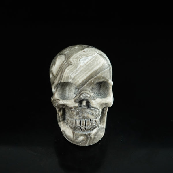 2.2" Black Crazy Atage Crystal Skull Carving - Unique Piece #CA09