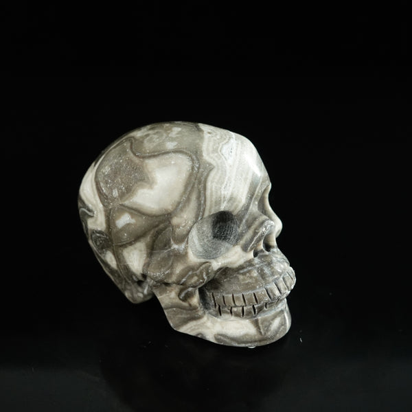 2.2" Black Crazy Atage Crystal Skull Carving - Unique Piece #CA09 - alternate view