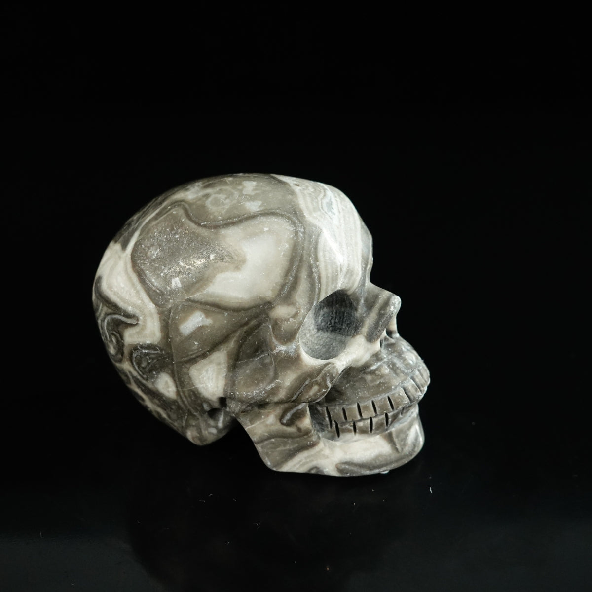2.2" Black Crazy Atage Crystal Skull Carving - Unique Piece #CA09