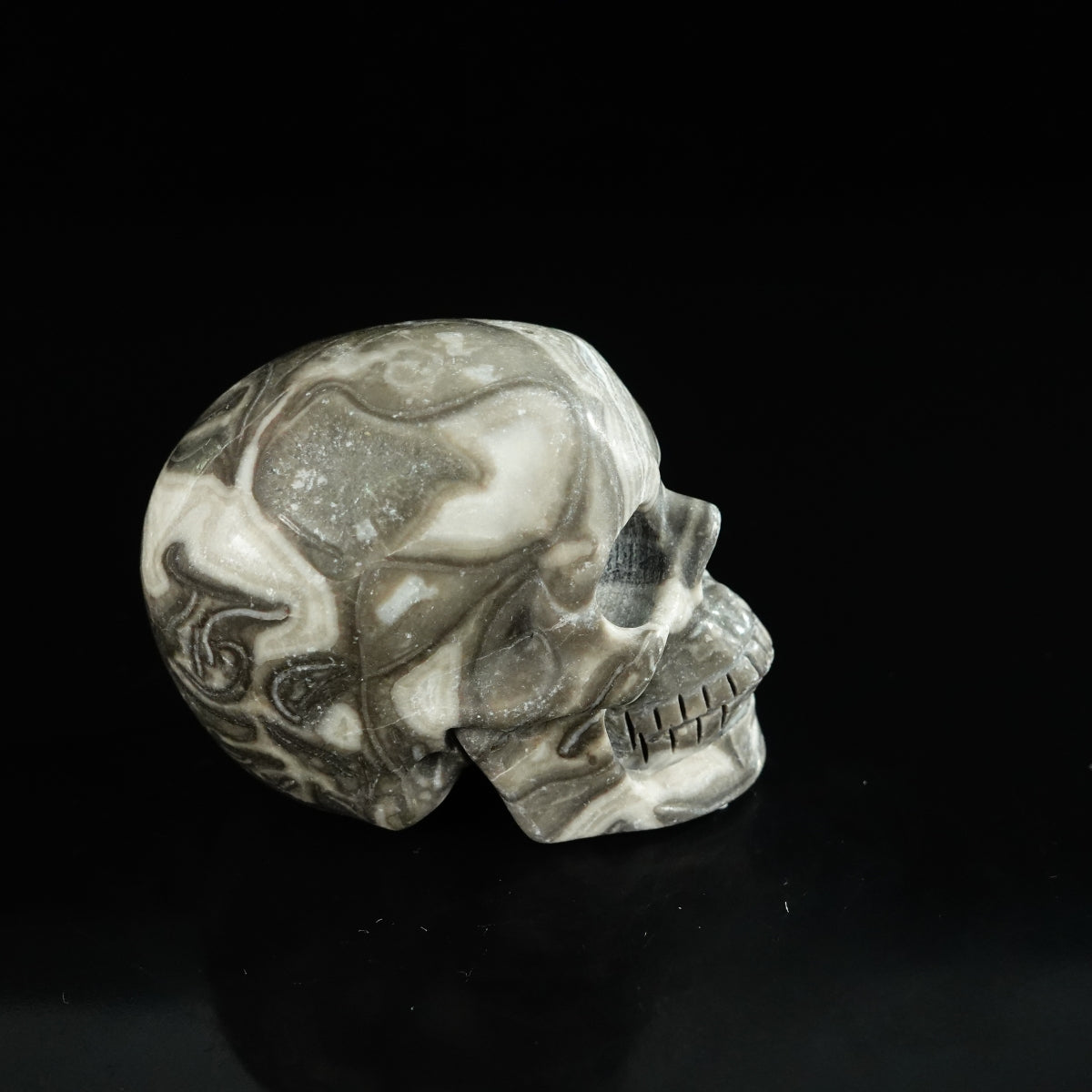 2.2" Black Crazy Atage Crystal Skull Carving - Unique Piece #CA09