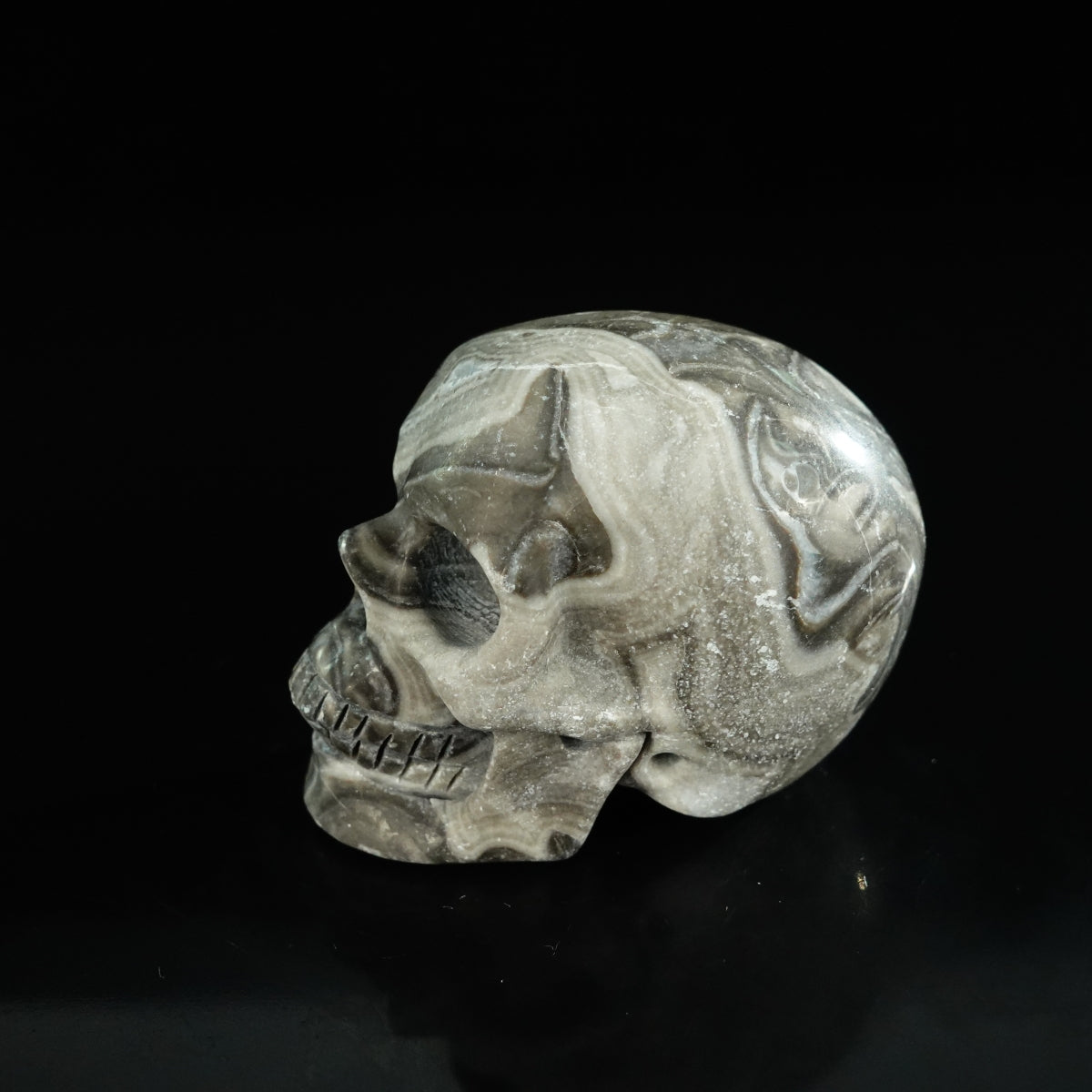 2.2" Black Crazy Atage Crystal Skull Carving - Unique Piece #CA09