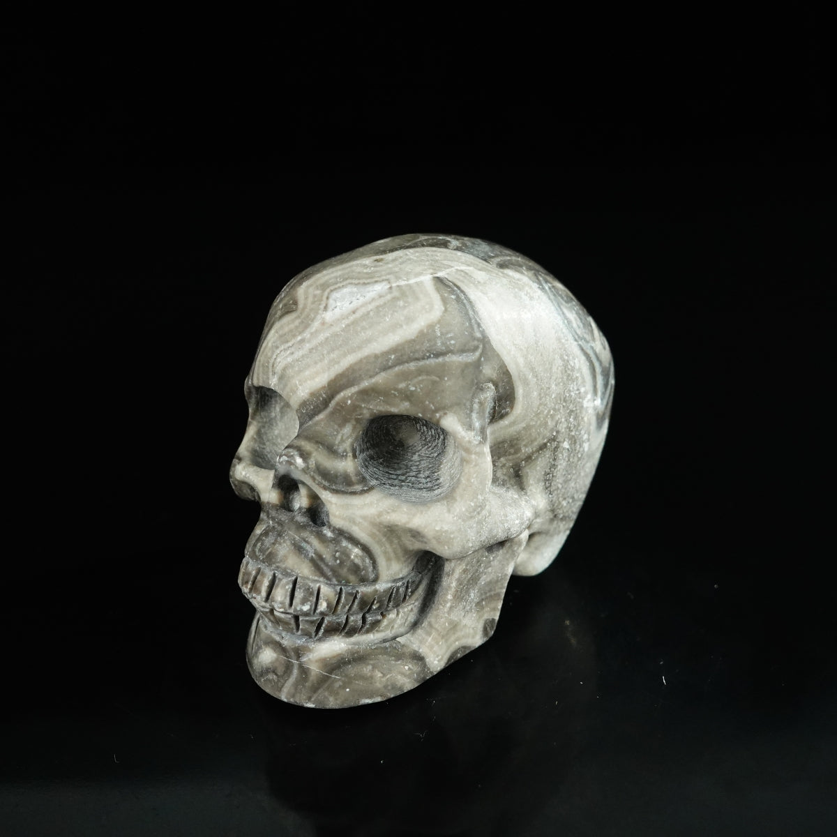 2.2" Black Crazy Atage Crystal Skull Carving - Unique Piece #CA09