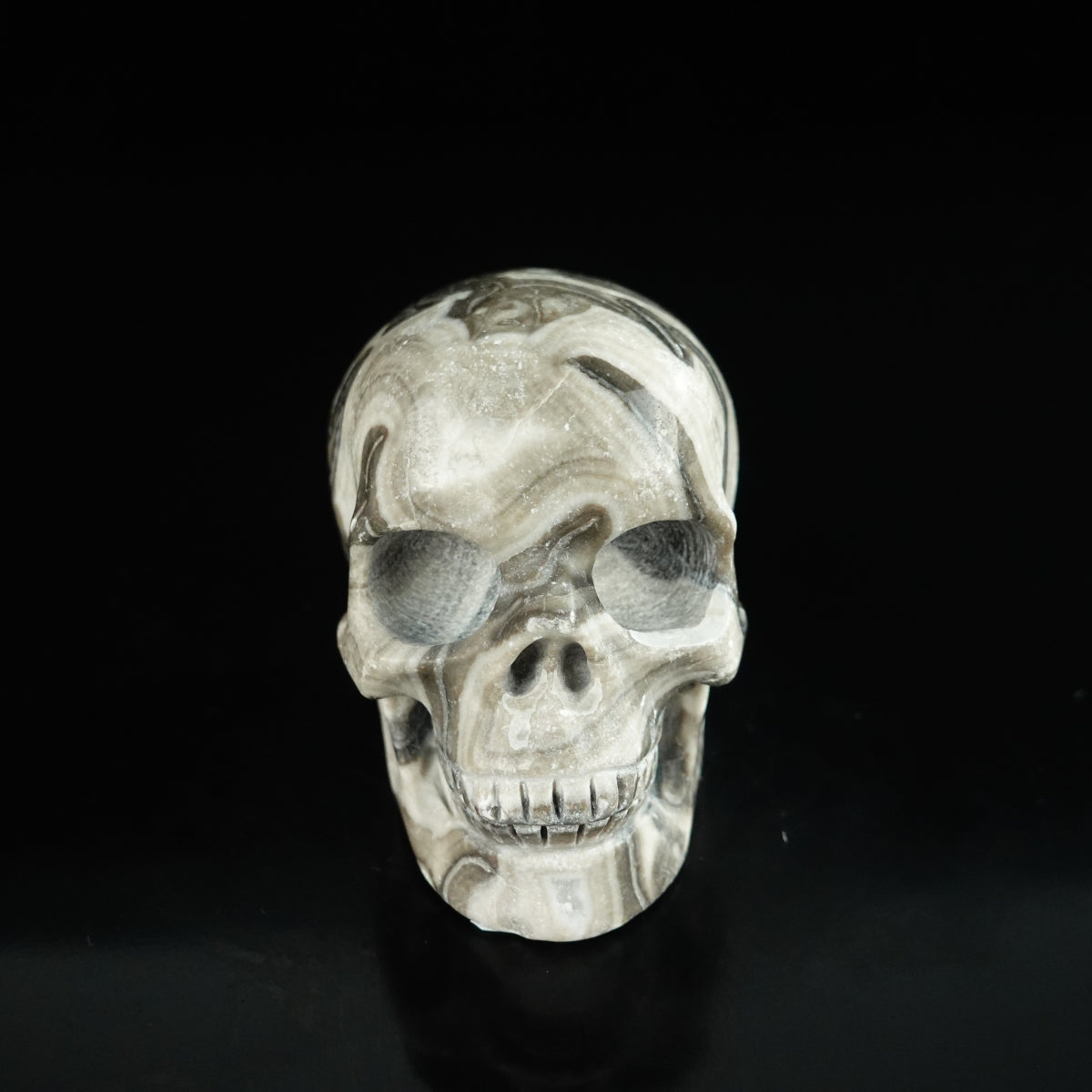 2.2" Black Crazy Atage Crystal Skull Carving - Unique Piece #CA10