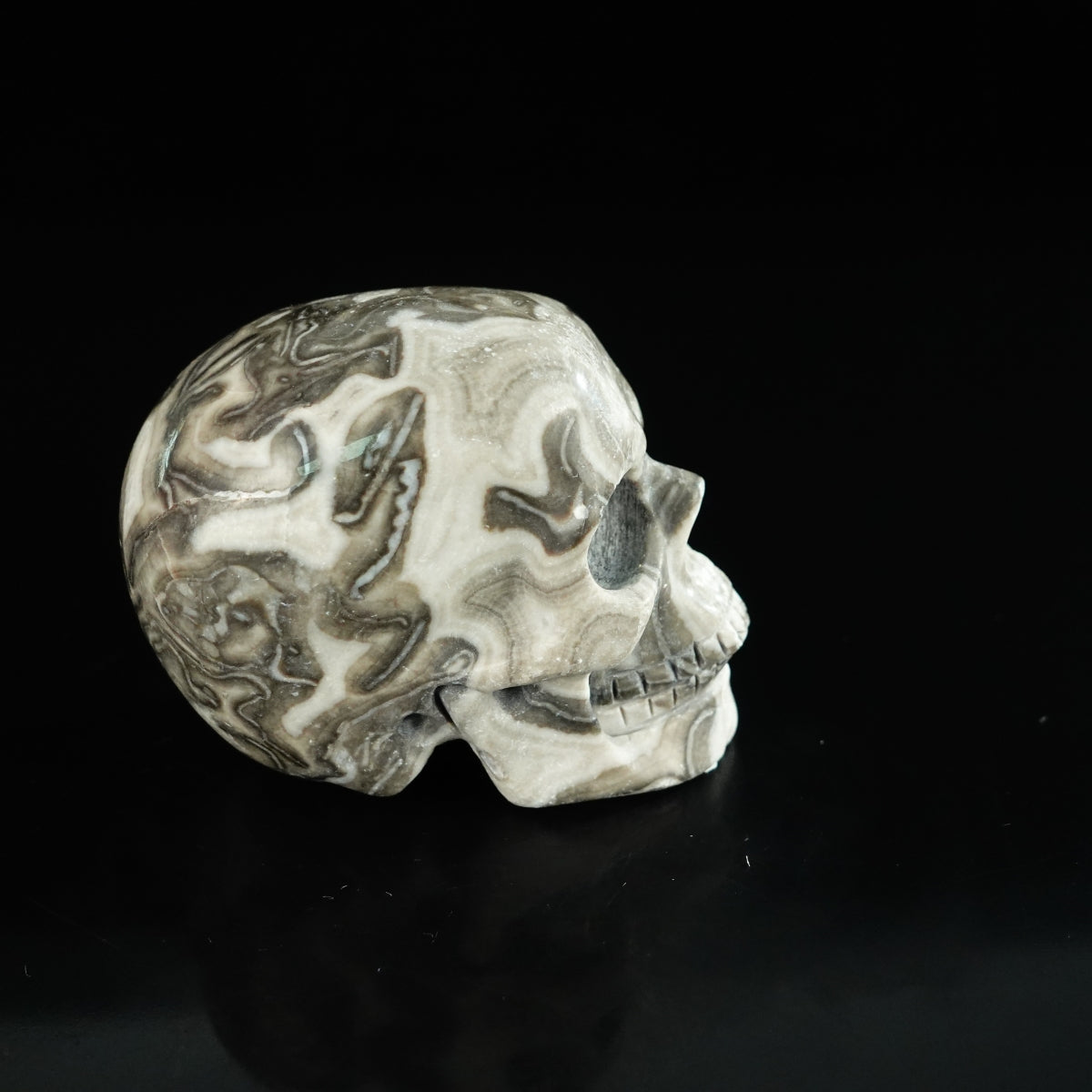 2.2" Black Crazy Atage Crystal Skull Carving - Unique Piece #CA10