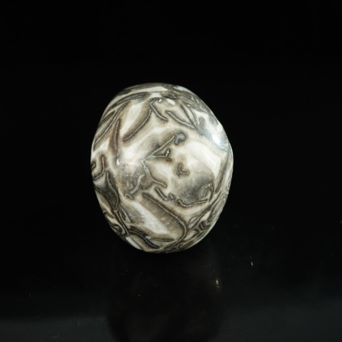 2.2" Black Crazy Atage Crystal Skull Carving - Unique Piece #CA10