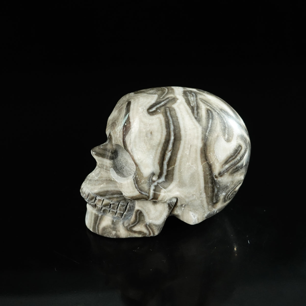 2.2" Black Crazy Atage Crystal Skull Carving - Unique Piece #CA10