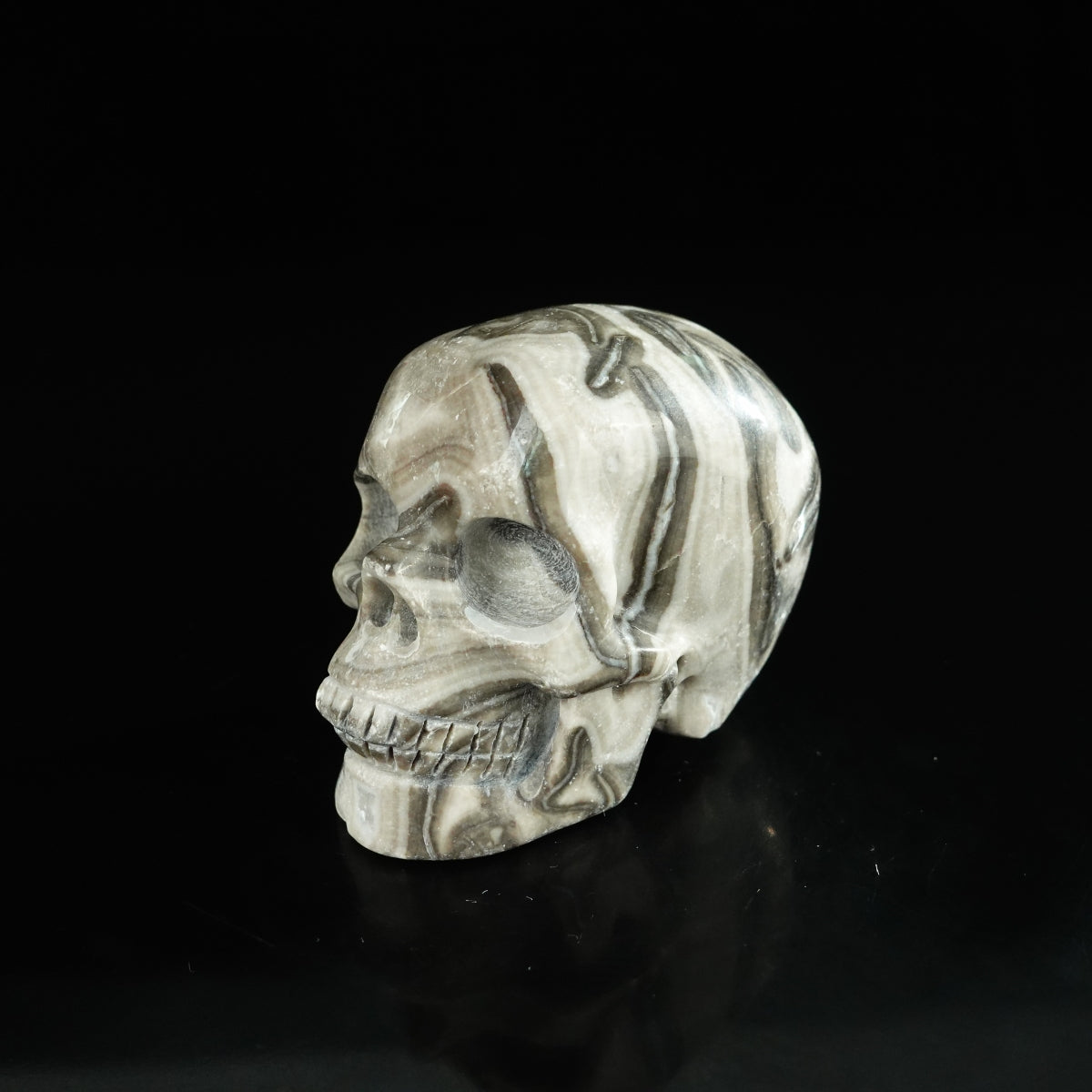 2.2" Black Crazy Atage Crystal Skull Carving - Unique Piece #CA10