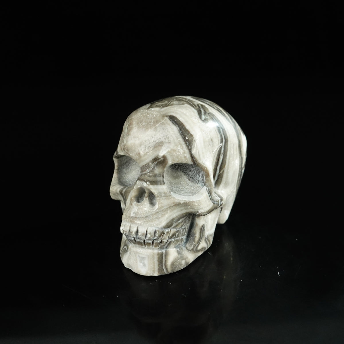 2.2" Black Crazy Atage Crystal Skull Carving - Unique Piece #CA10