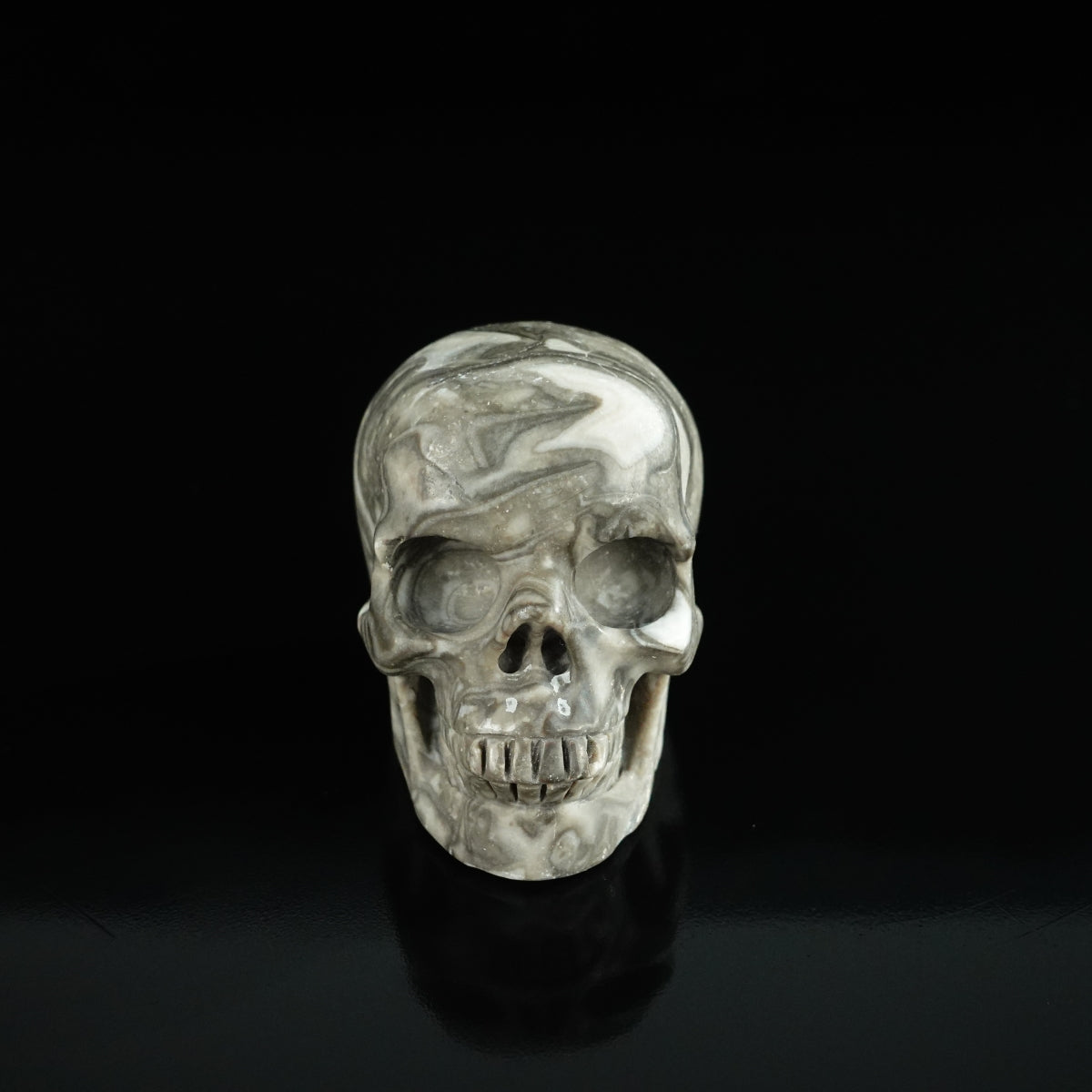 2.2" Black Crazy Atage Crystal Skull Carving - Unique Piece #CA11