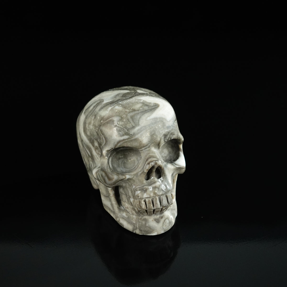 2.2" Black Crazy Atage Crystal Skull Carving - Unique Piece #CA11