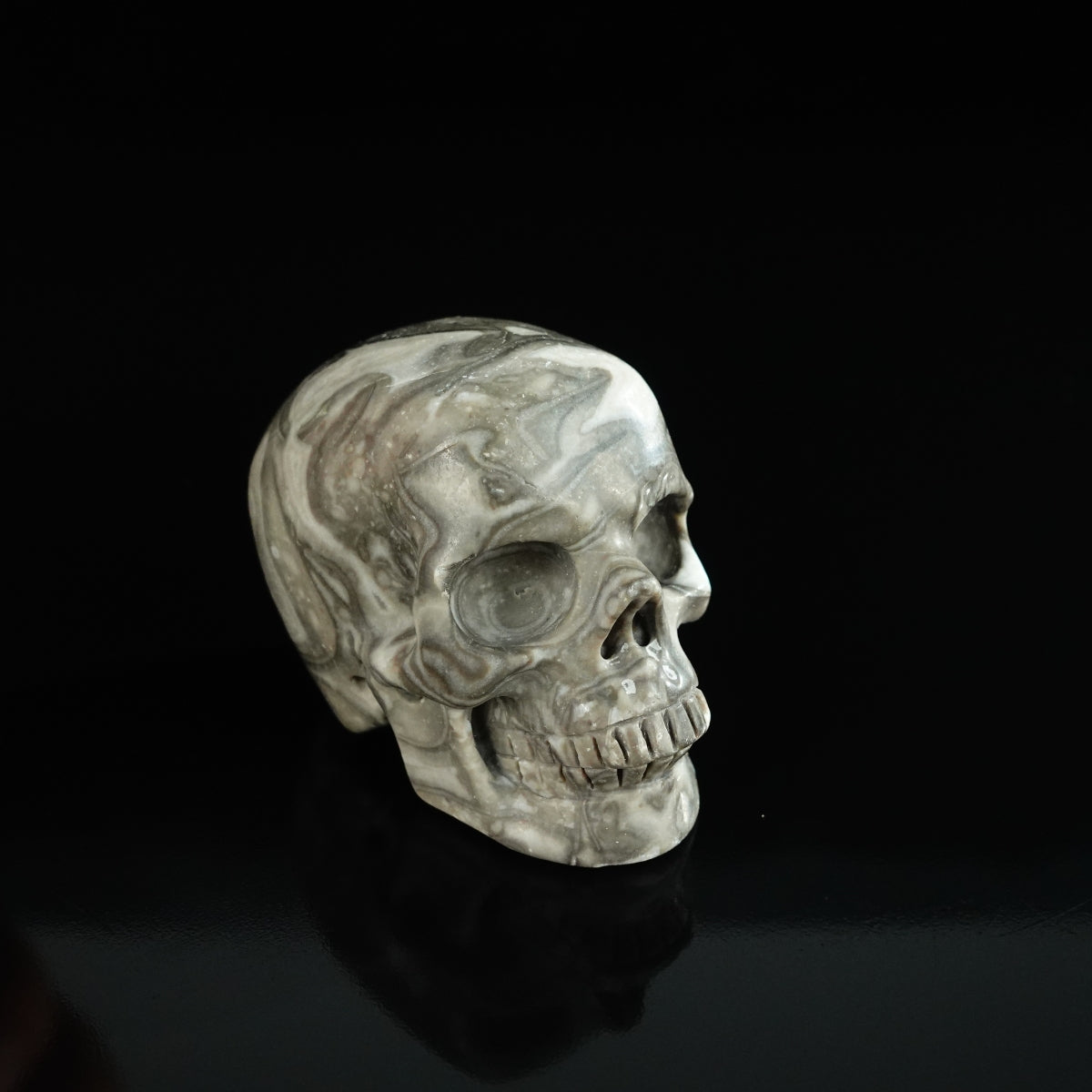 2.2" Black Crazy Atage Crystal Skull Carving - Unique Piece #CA11