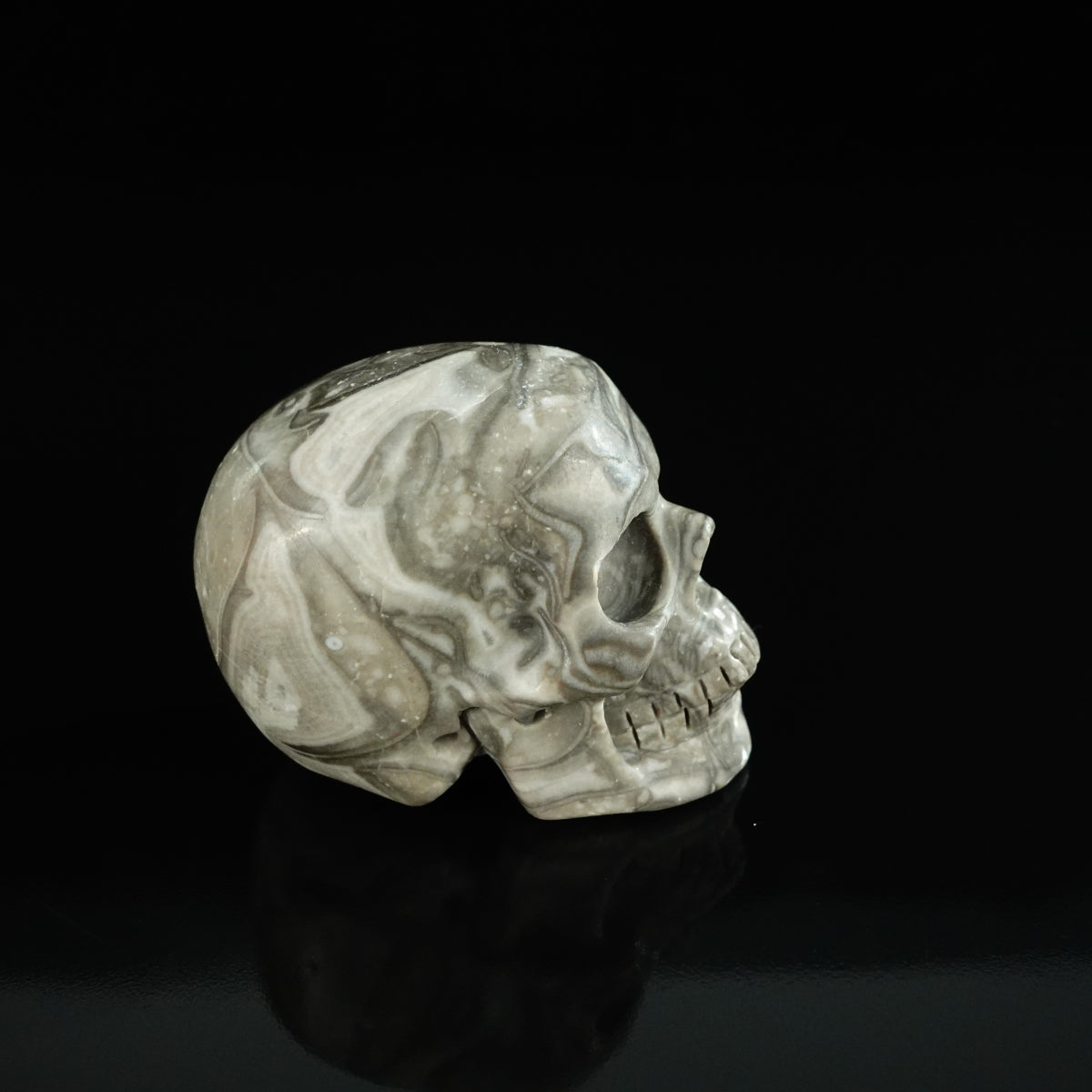 2.2" Black Crazy Atage Crystal Skull Carving - Unique Piece #CA11