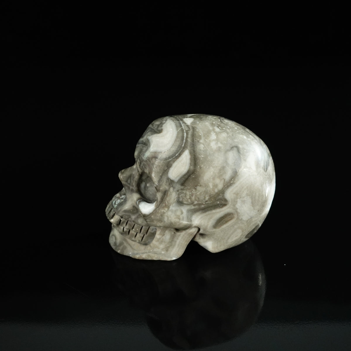 2.2" Black Crazy Atage Crystal Skull Carving - Unique Piece #CA11