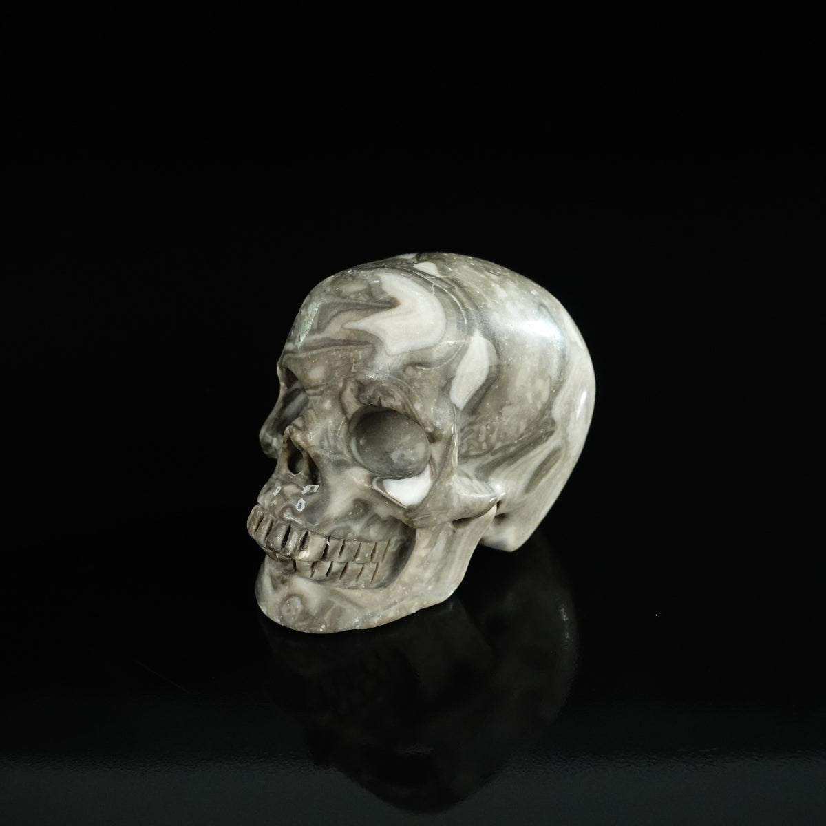 2.2" Black Crazy Atage Crystal Skull Carving - Unique Piece #CA11