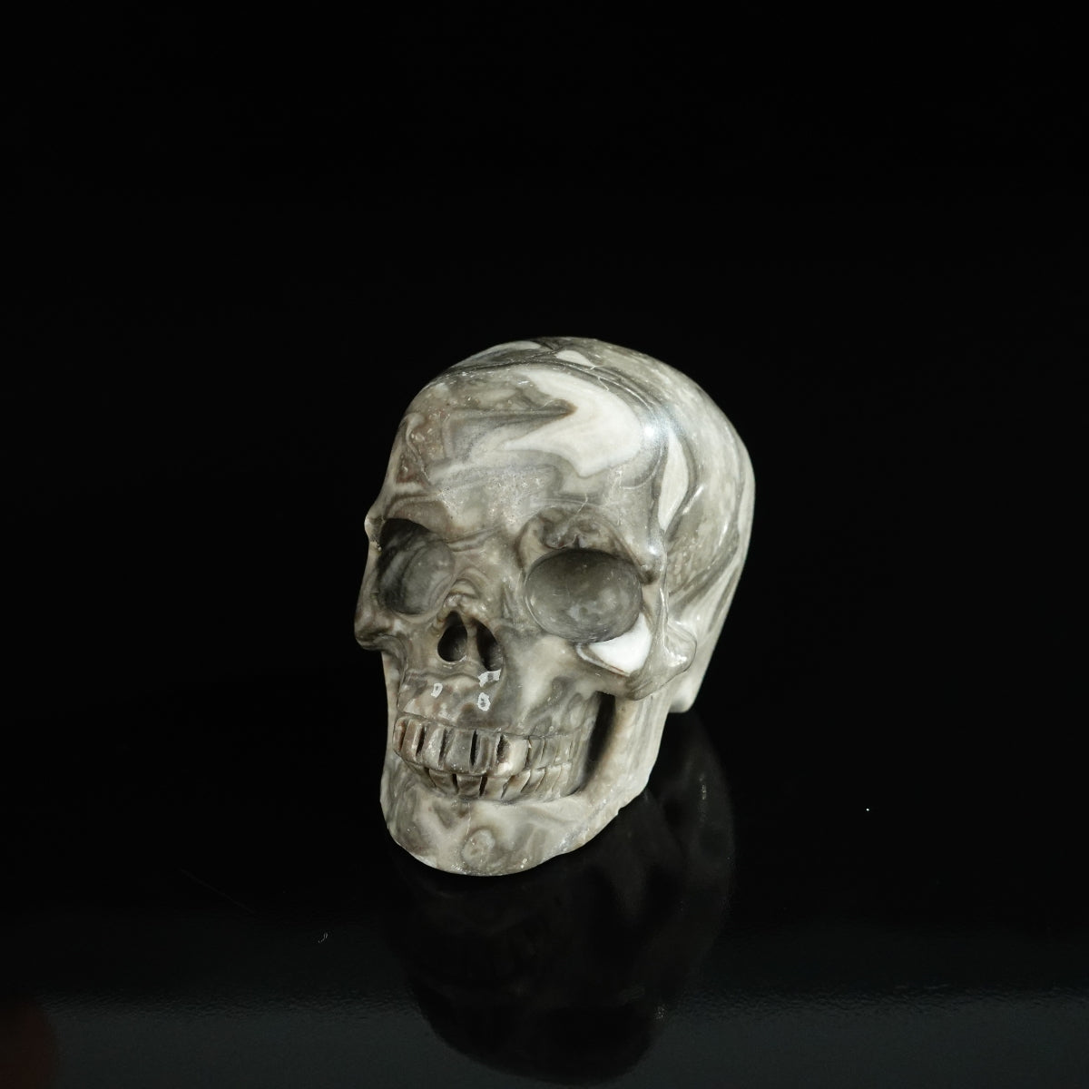 2.2" Black Crazy Atage Crystal Skull Carving - Unique Piece #CA11