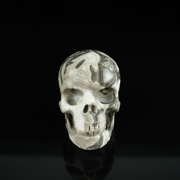 2.2" Black Crazy Atage Crystal Skull Carving - Unique Piece #CA12