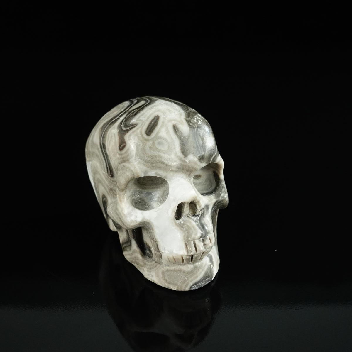 2.2" Black Crazy Atage Crystal Skull Carving - Unique Piece #CA12