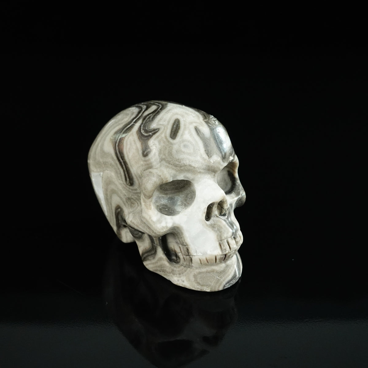 2.2" Black Crazy Atage Crystal Skull Carving - Unique Piece #CA12