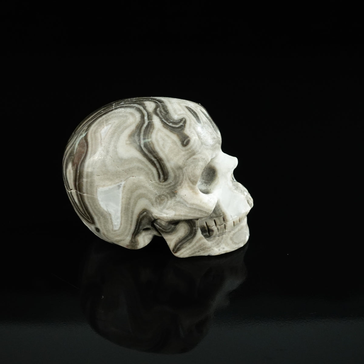 2.2" Black Crazy Atage Crystal Skull Carving - Unique Piece #CA12