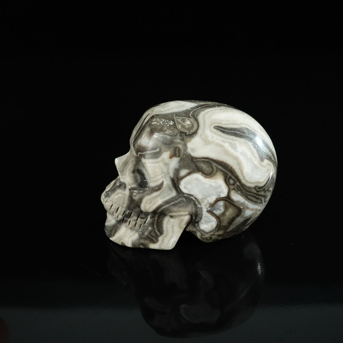 2.2" Black Crazy Atage Crystal Skull Carving - Unique Piece #CA12