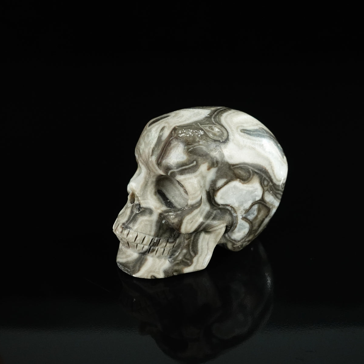 2.2" Black Crazy Atage Crystal Skull Carving - Unique Piece #CA12