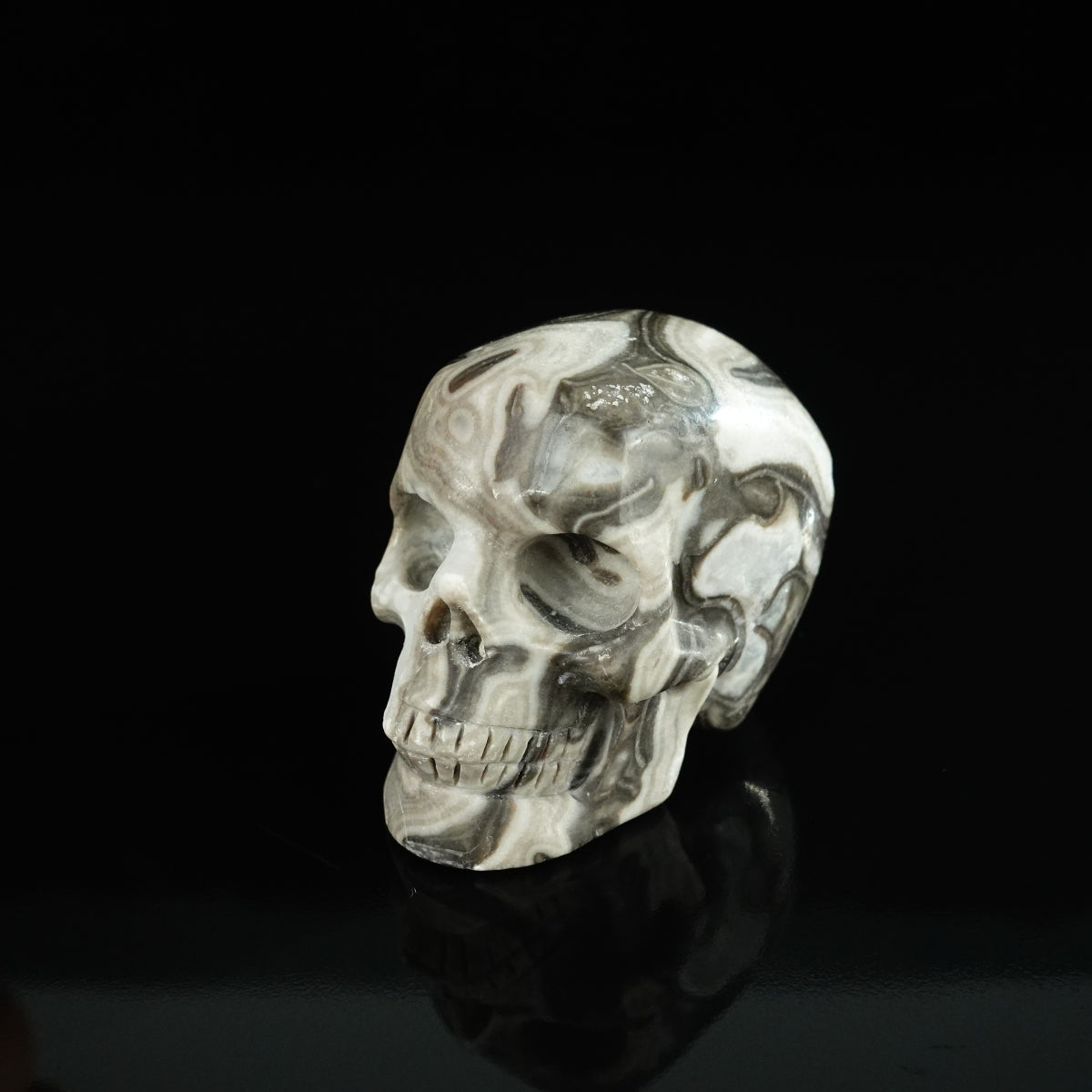 2.2" Black Crazy Atage Crystal Skull Carving - Unique Piece #CA12