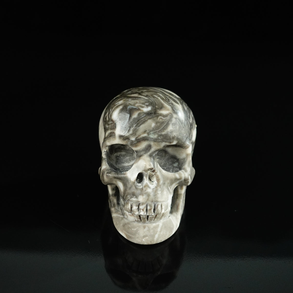 2.2" Black Crazy Atage Crystal Skull Carving - Unique Piece #CA13