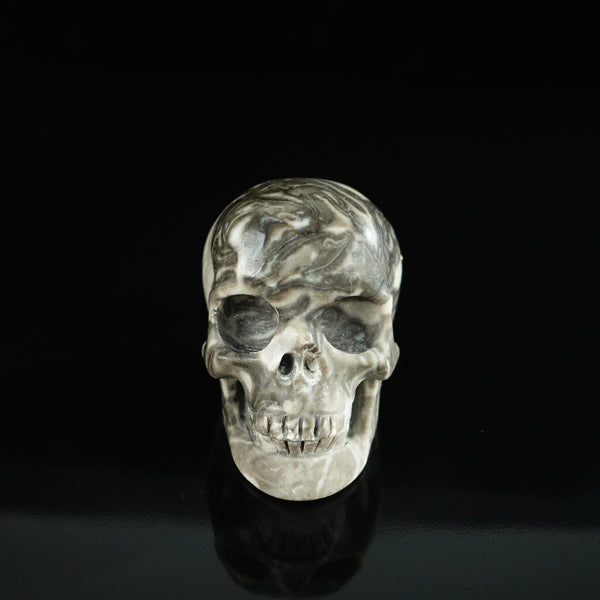 2.2" Black Crazy Atage Crystal Skull Carving - Unique Piece #CA13