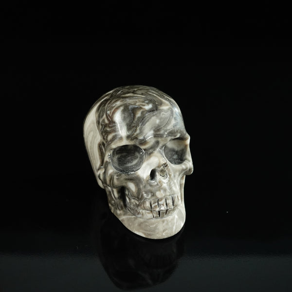 2.2" Black Crazy Atage Crystal Skull Carving - Unique Piece #CA13 - alternate view