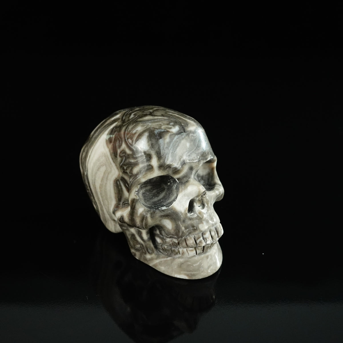 2.2" Black Crazy Atage Crystal Skull Carving - Unique Piece #CA13
