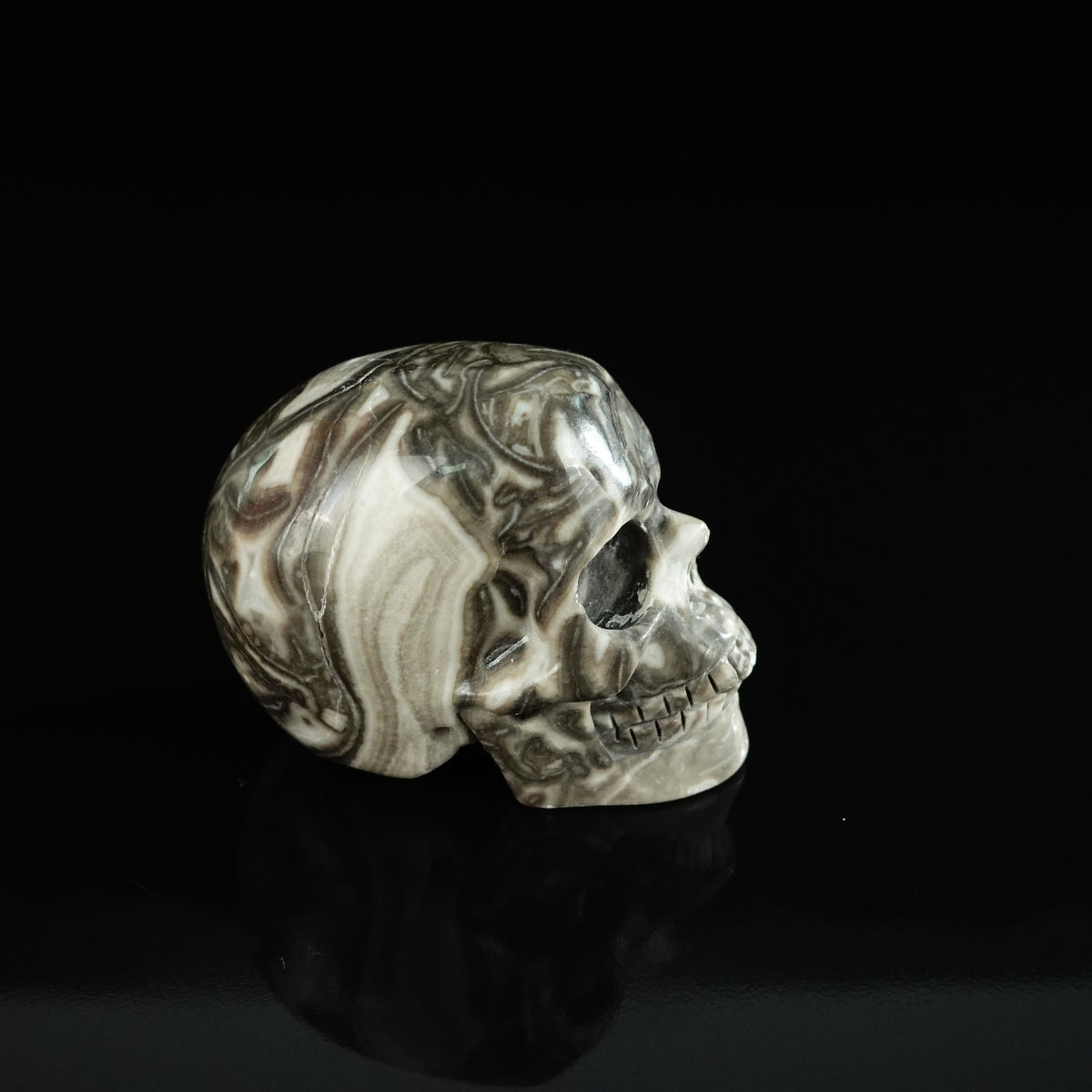 2.2" Black Crazy Atage Crystal Skull Carving - Unique Piece #CA13