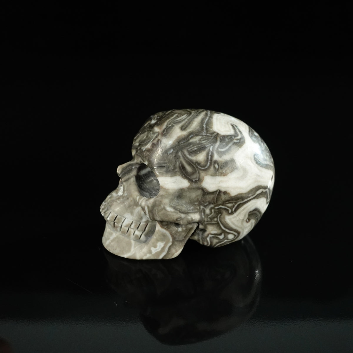 2.2" Black Crazy Atage Crystal Skull Carving - Unique Piece #CA13