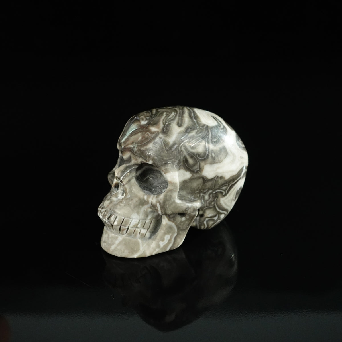 2.2" Black Crazy Atage Crystal Skull Carving - Unique Piece #CA13