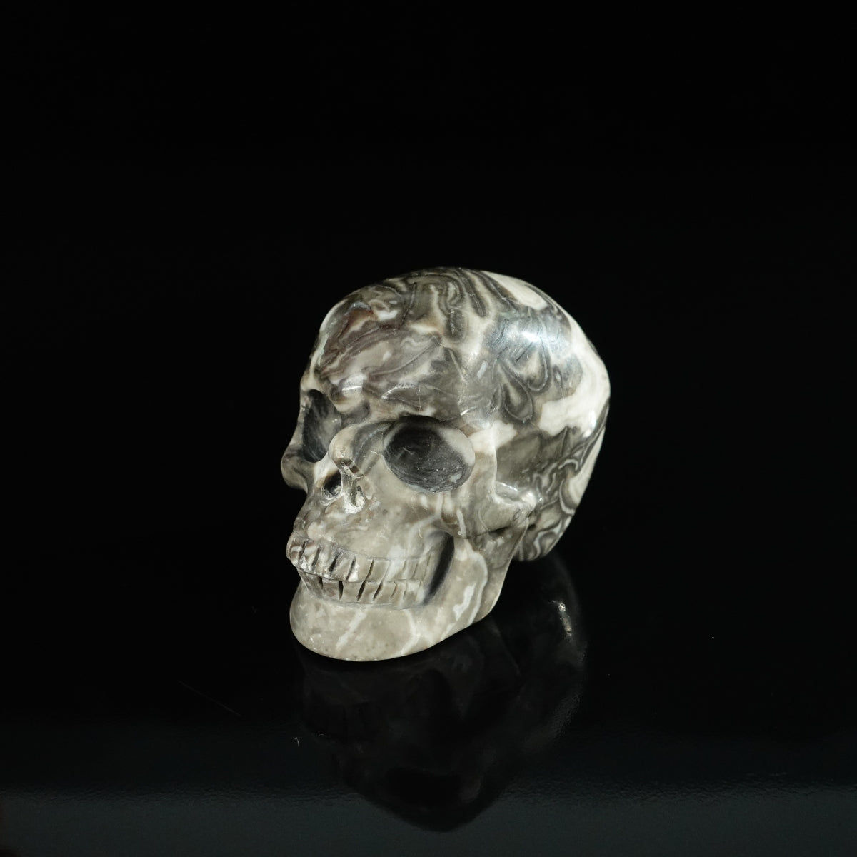 2.2" Black Crazy Atage Crystal Skull Carving - Unique Piece #CA13