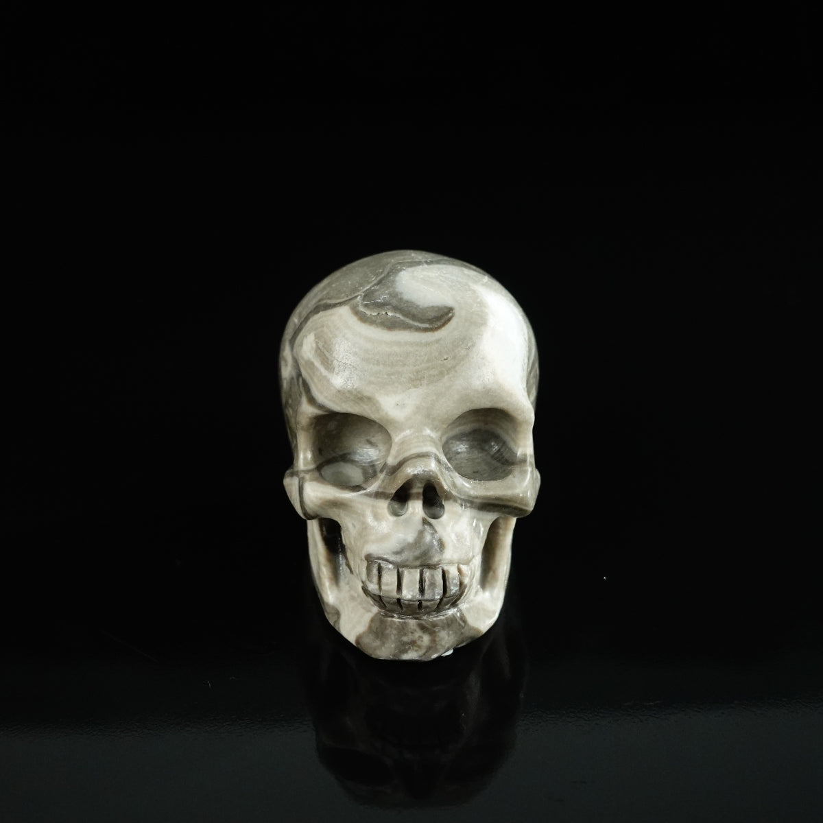 2.2" Black Crazy Atage Crystal Skull Carving - Unique Piece #CA14